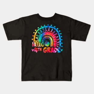 Rainbow Hello 4th Grade Teacher Back To School Kids T-Shirt